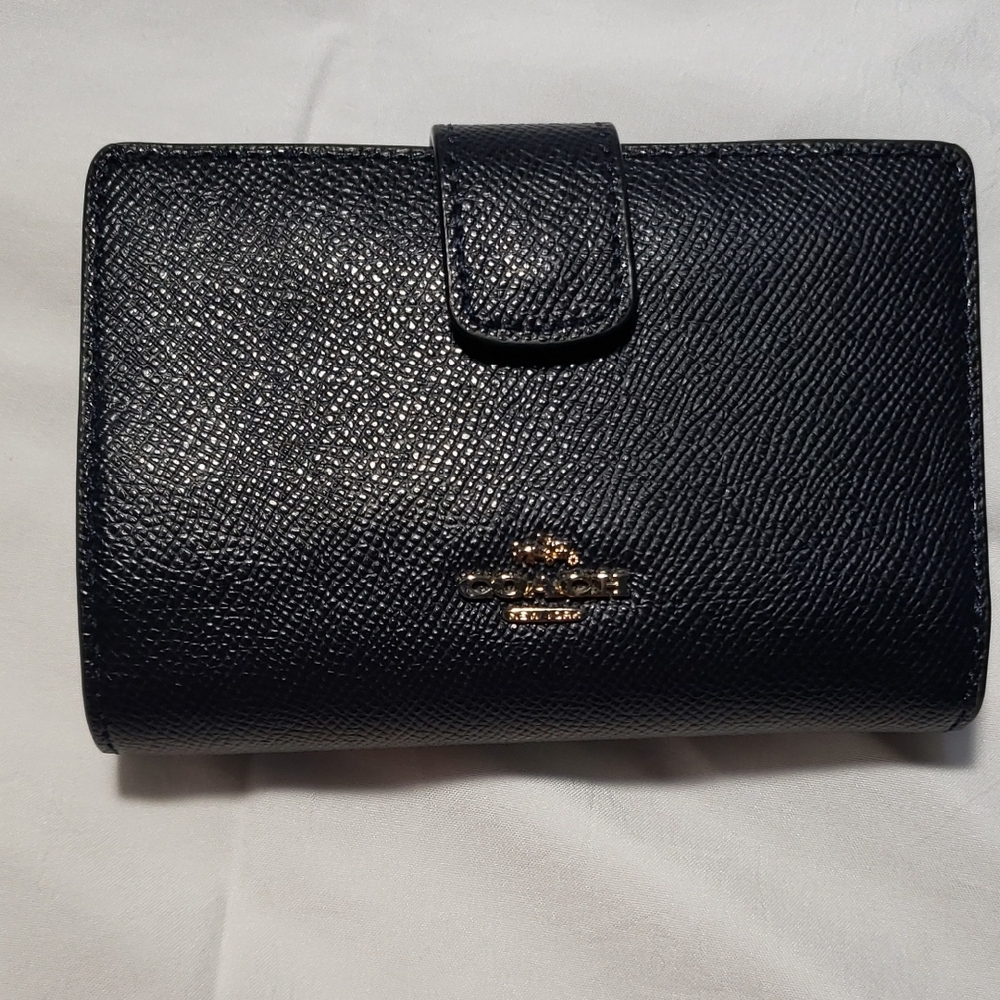 Coach Blue Leather Wallet with Textured Finish